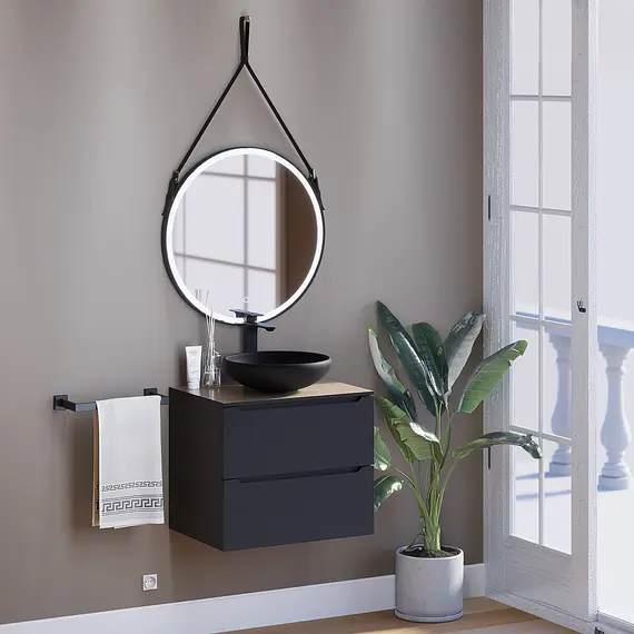 Раковина накладная бетонная Uperwood Sfera 40х40х12 см, круглая, черная