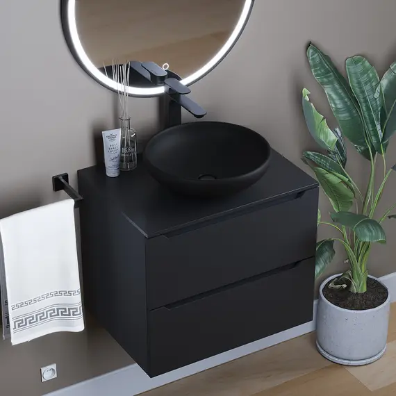 Раковина накладная бетонная Uperwood Sfera 40х40х12 см, круглая, черная