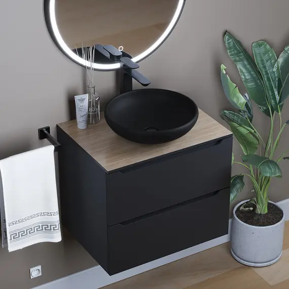 Раковина накладная бетонная Uperwood Sfera 40х40х12 см, круглая, черная