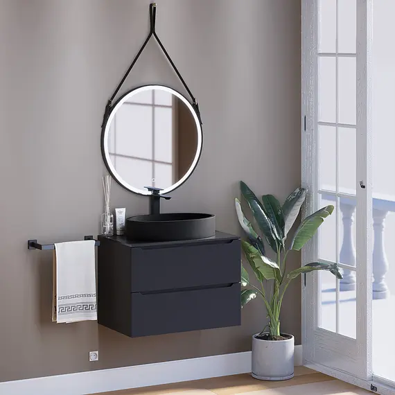 Раковина накладная бетонная Uperwood Rome 55х35х11 см, овальная, черная