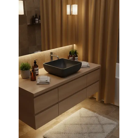 Раковина для ванной накладная Uperwood Florida квадратная, бетон, цвет графит