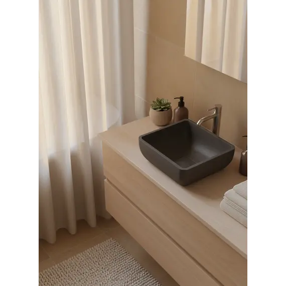 Раковина для ванной накладная Uperwood Florida квадратная, бетон, цвет графит