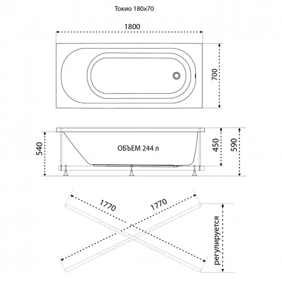 Ванна акриловая Triton Токио 180х70