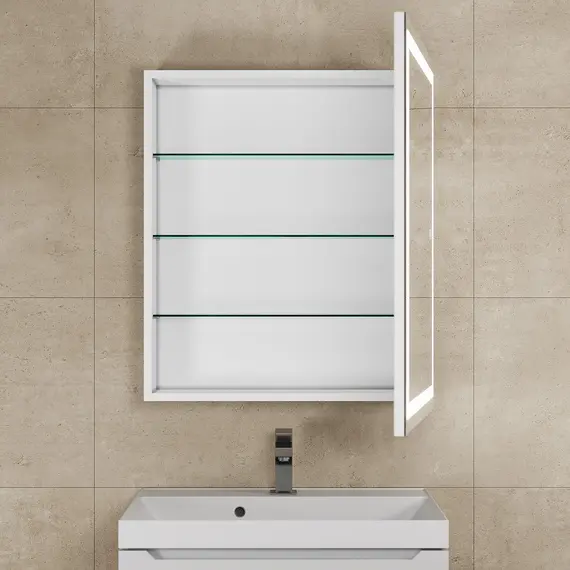 Зеркало шкаф с подсветкой  Uperwood Tanos, белое