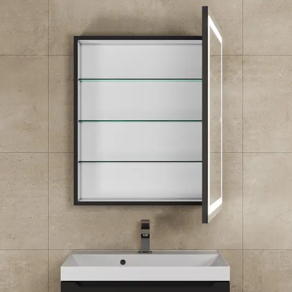 Зеркало шкаф с подсветкой  Uperwood Tanos, черное