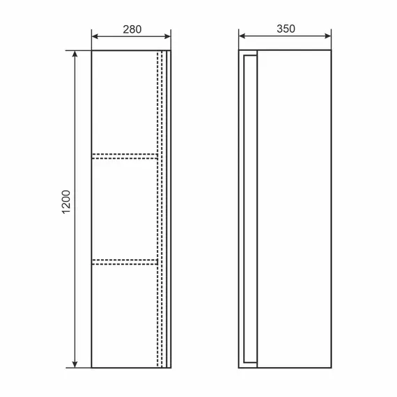 Шкаф-пенал для ванной Uperwood Barsa 35*28*120 см, подвесной, черный/дуб сонома