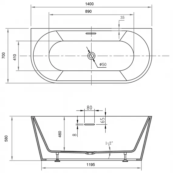 Акриловая ванна ABBER AB9503-1.4 белая