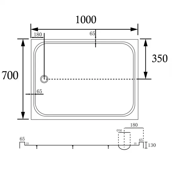 Душевой поддон ABBER AD3C прямоугольный, акриловый, белый