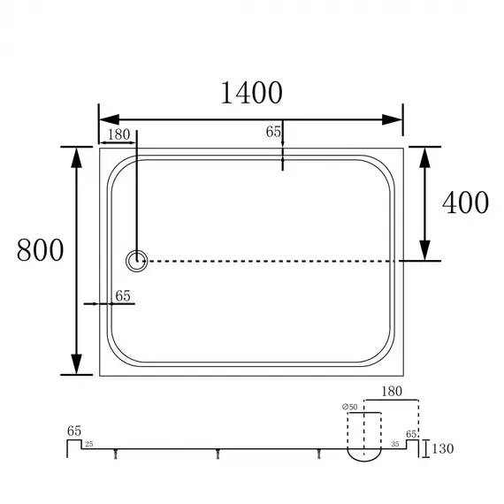 Душевой поддон ABBER AD3C прямоугольный, акриловый, белый