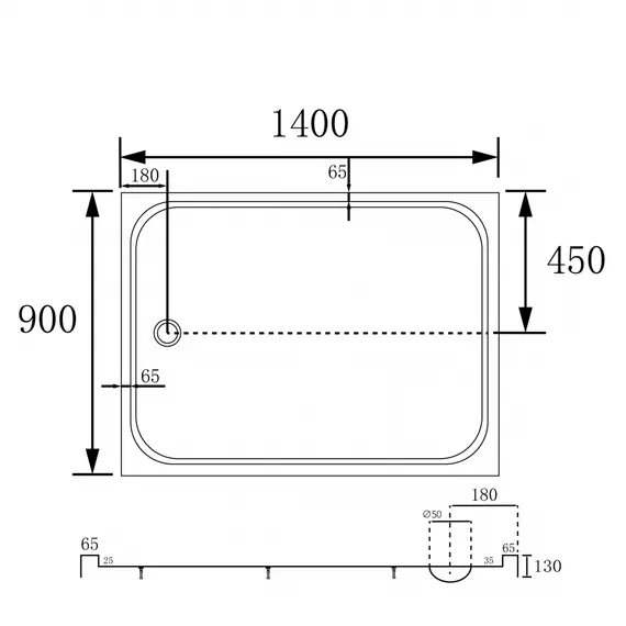 Душевой поддон ABBER AD3C прямоугольный, акриловый, белый