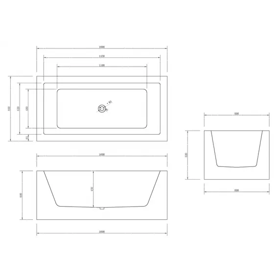 Акриловая ванна ABBER AB9406-1.6 160*80