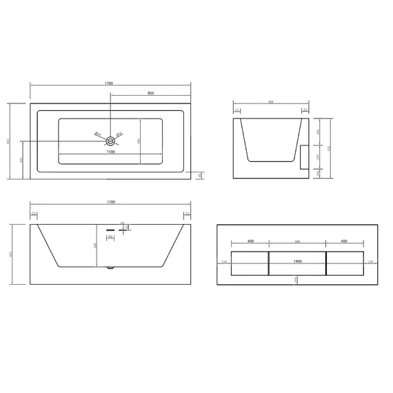 Акриловая ванна ABBER AB9339-1.7  170х80