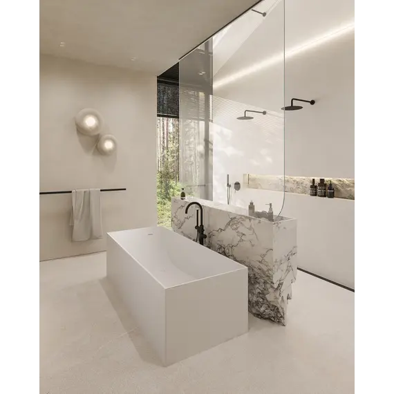 Ванна из искусственного камня ABBER Stein 180х76 белая матовая