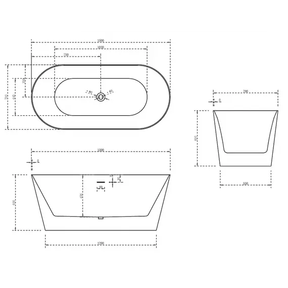 Акриловая ванна ABBER AB9222-1.5   150х70