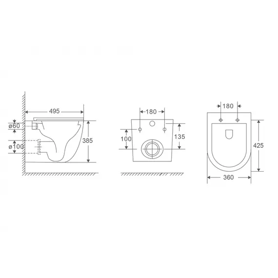 Комплект подвесной унитаз ABBER Bequem AC1131TC белый, с закрытым дном с инсталляцией AC0105 и кнопкой AC0121NG никель