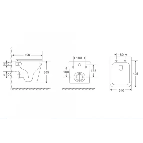 Комплект подвесной унитаз ABBER Rechteck AC1219TC белый, с закрытым дном с инсталляцией AC0105 и кнопкой AC0121MW белая матовая