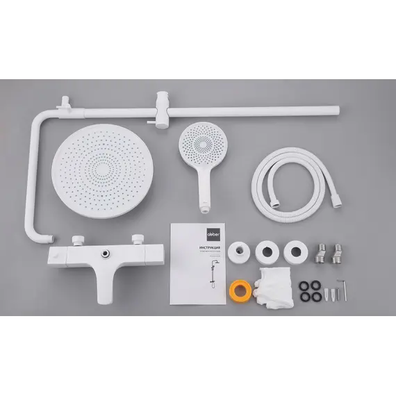 Душевая стойка ABBER Thermostat AF8516FWL с термостатом и изливом, белый матовый