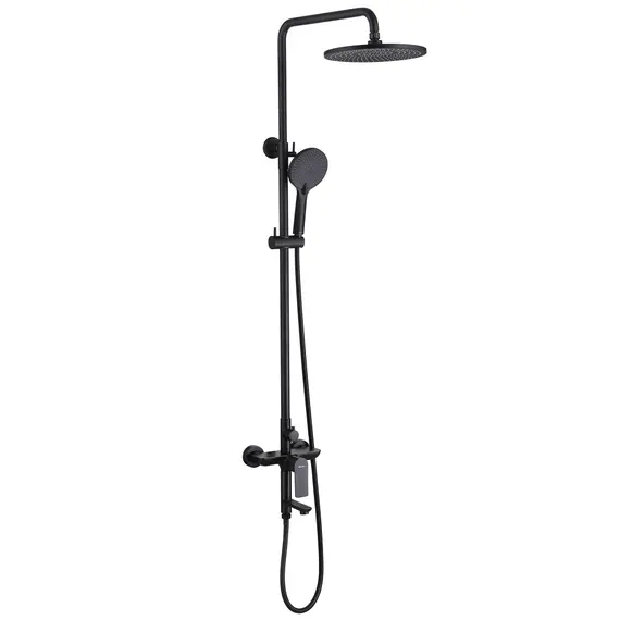 Душевая стойка ABBER Weiss Insel AF8016BL с изливом, черный матовый