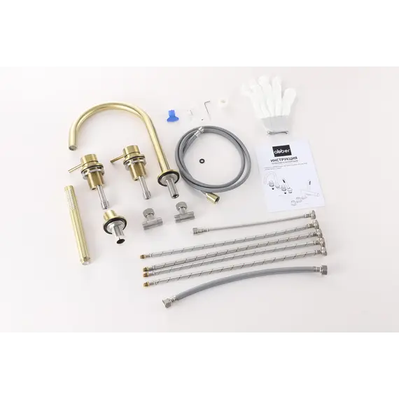 Смеситель ABBER Wasser Kreis 316 AF8113BG на борт ванны, золото брашированное