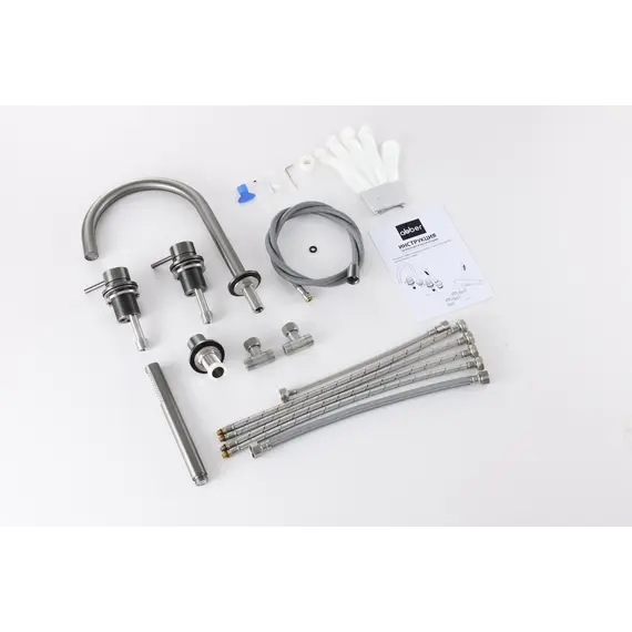 Смеситель ABBER Wasser Kreis 316 AF8113BGG на борт ванны, оружейная сталь брашированная