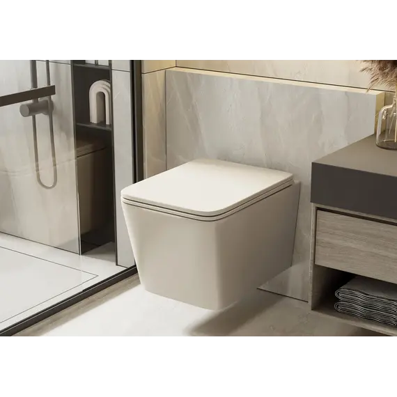 Унитаз ABBER Rechteck AC1201MBE подвесной светло-бежевый матовый, безободковый