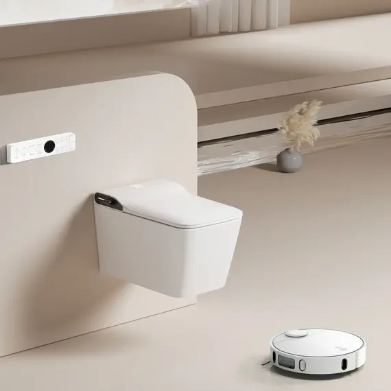 Комплект ABBER подвесной электронный унитаз-биде Rechteck AC1215S с инсталляцией AC0101P2