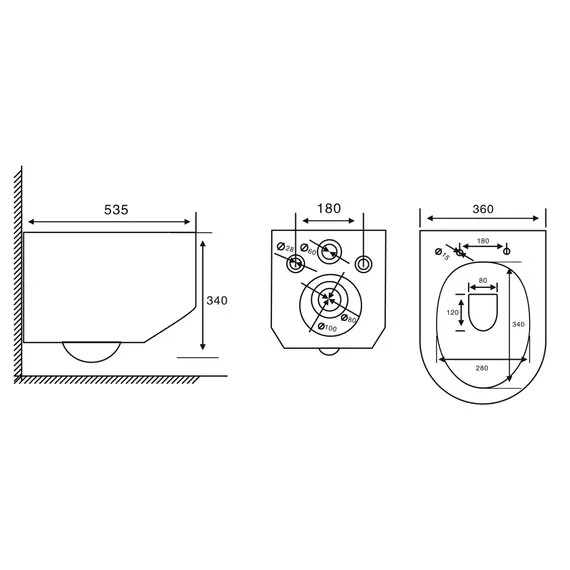 Унитаз ABBER Bequem AC1130 подвесной белый, безободковый, смыв торнадо