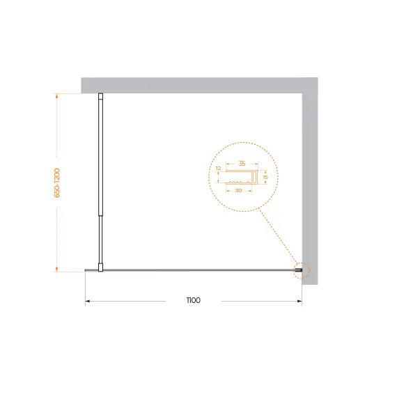 Душевая перегородка BelBagno KRAFT-L-1/C-NERO