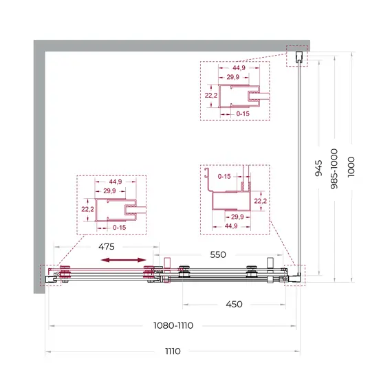Душевой уголок BelBagno MARINO-2-AH-1/-C-GM