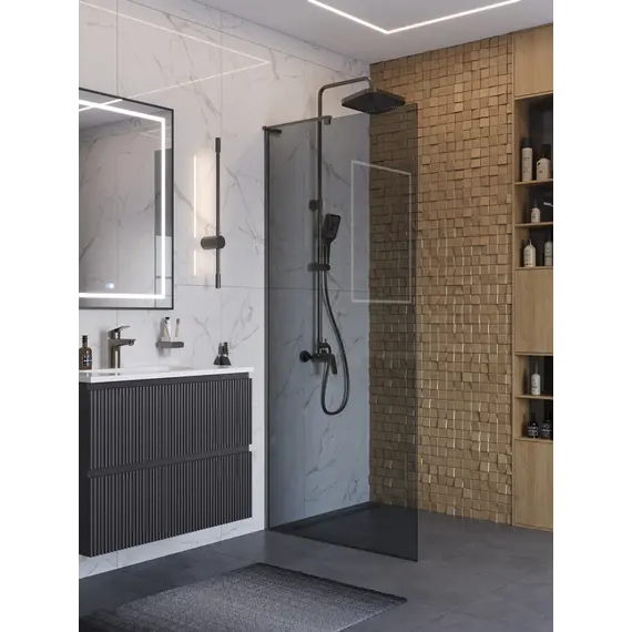 Душевая перегородка BelBagno UNO-L-1-TB/-GR-GM тонир.серый/оруж.сталь