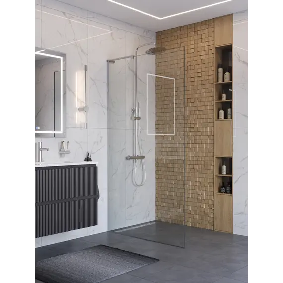 Душевая перегородка BelBagno UNO-L-1-TB/-C-Cr прозр/хром