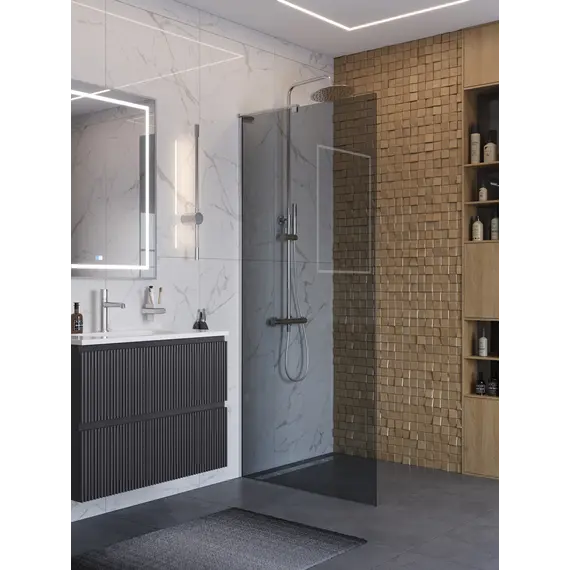 Душевая перегородка BelBagno UNO-L-1-TB/-GR-Cr тонир/хром