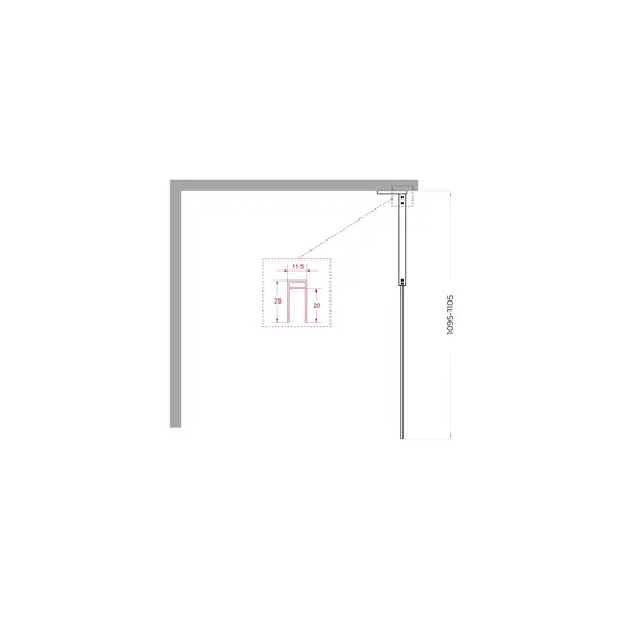 Душевая перегородка BelBagno UNO-L-1-TB/-GR-GM тонир.серый/оруж.сталь