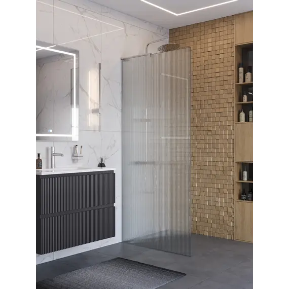 Душевая перегородка BelBagno UNO-L-1-TB-90/100-FL-Cr рифленое/хром