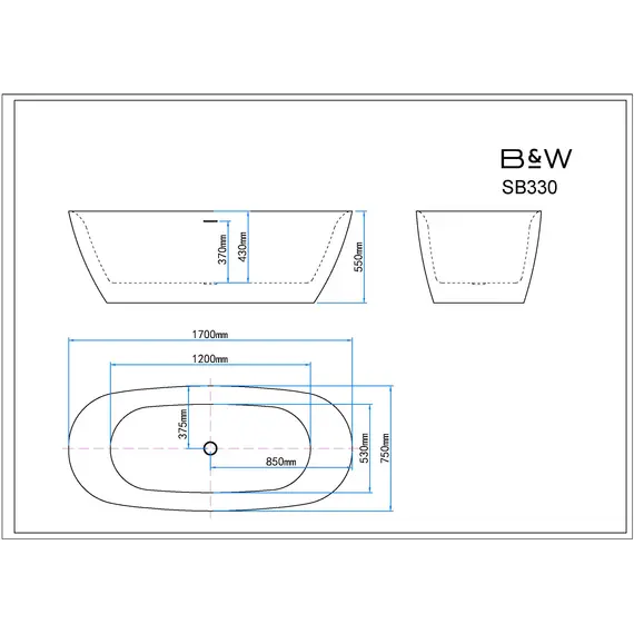 Акриловая ванна Black&White SB330Grey