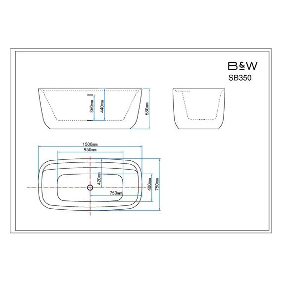 Акриловая ванна Black&White SB350