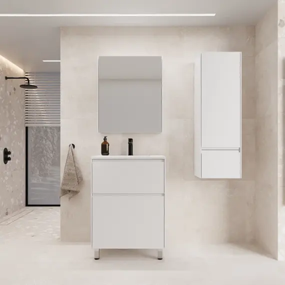 Тумба напольная Style line  "ЛИМА" эмаль, с раковиной LINE , 2 ящ., PLUS, белый матовый