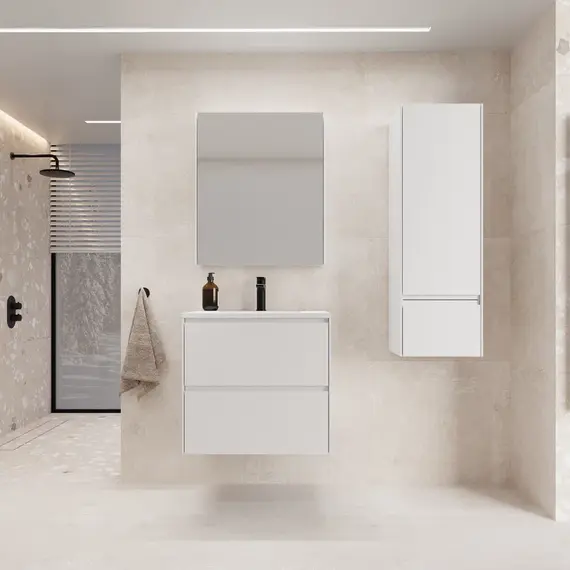 Тумба подвесная Style line  "ЛИМА" эмаль, с раковиной  LINE, 2 ящ., PLUS, белый матовый