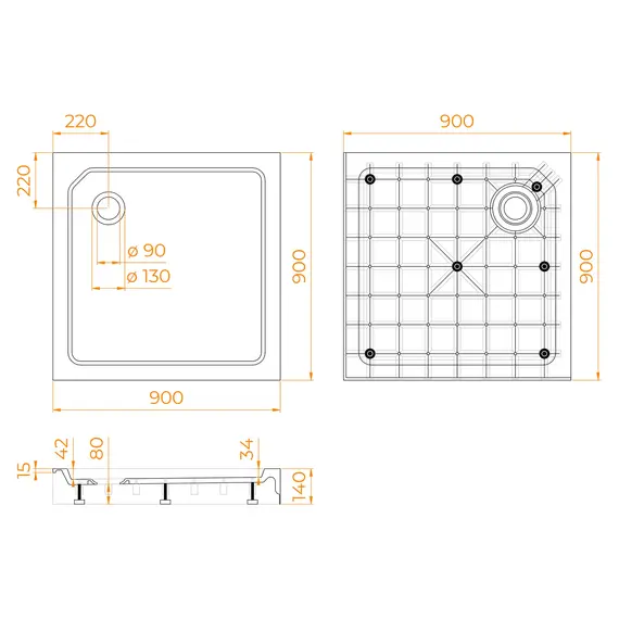 Душевой поддон квадратный RGW SMC-C-088 Белый