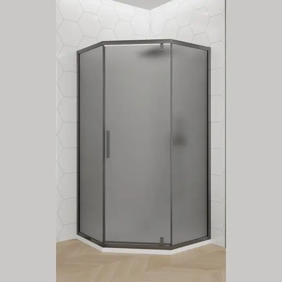 Душевой уголок ACWEN 15555Grr трапеция, матовое/графит 90х90х190