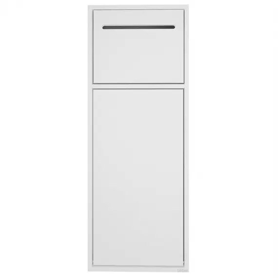 Скрытая настенная ниша из нержавеющей стали ABBER Nischen AN3008MW с корзиной и бумагодержателем, белая матовая