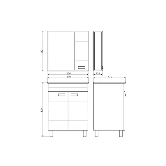 COMFORTY. Тумба-умывальник "Модена М-60/75/90" белая матовая  с раковиной Quadro