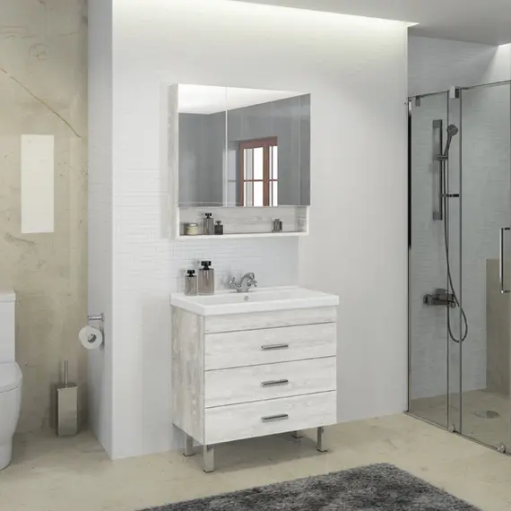 Тумба-умывальник напольная Comforty  Никосия, дуб белый