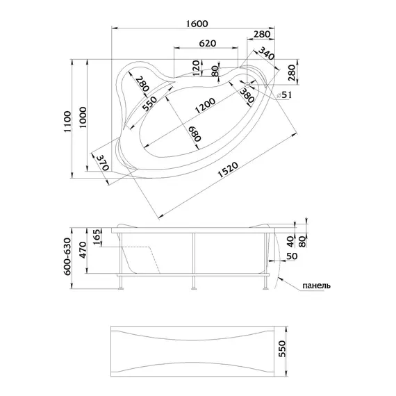 Ванна 1Marka CATANIA L/R