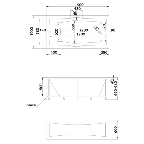 Ванна 1Marka KORSIKA 190x100