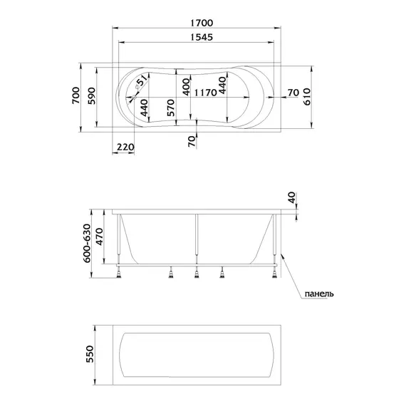 Ванна 1Marka  LIBRA 170х70