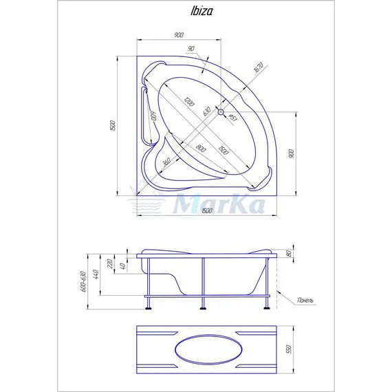Ванна 1Marka IBIZA 150х150
