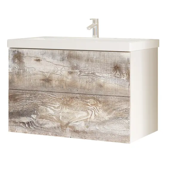 Тумба подвесная с раковиной 1 Marka  Бетон Push