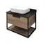COMFORTY. Тумба-умывальник "Кёльн-75/90" дуб темный с черной столешницей, с раковиной