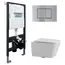 Комплект подвесной унитаз ABBER Rechteck AC1201 белый с инсталляцией AC0105 и кнопкой матовый хром